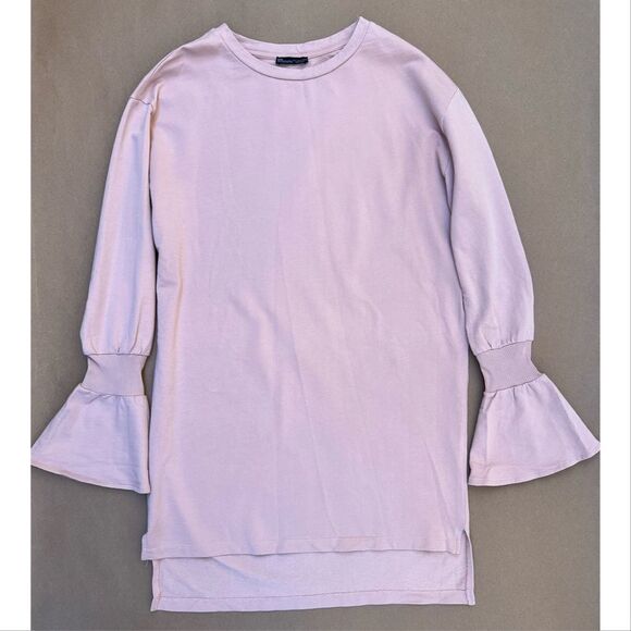 Zara Plush Dress With Flared Sleeves - Picture 2 of 4